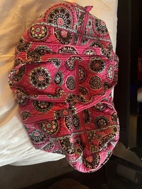 Vera Bradley Pink Quilted Travel Bag with Multicolor Medallion Print